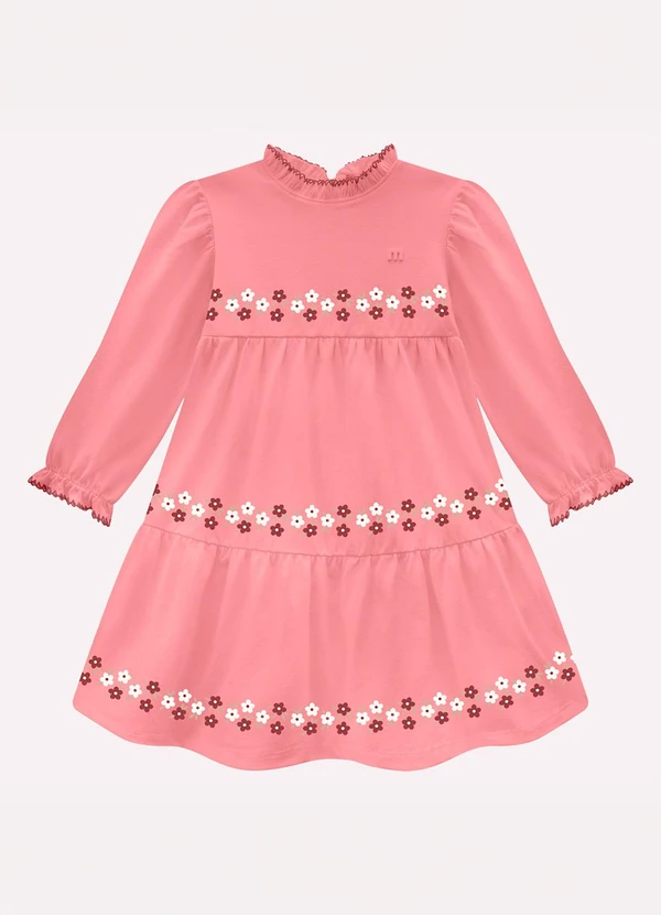 Milon - Vestido Infantil Menina Flores Rosa