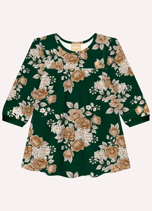 Milon - Vestido Infantil Menina Flores Verde - MILON