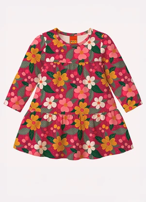Kyly - Vestido Infantil Menina Flores Vermelho - KYLY
