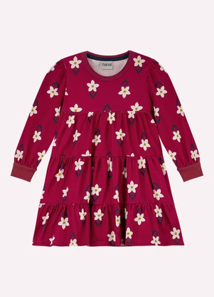 Nanai - Vestido Infantil Menina Flores Vermelho - NANAI