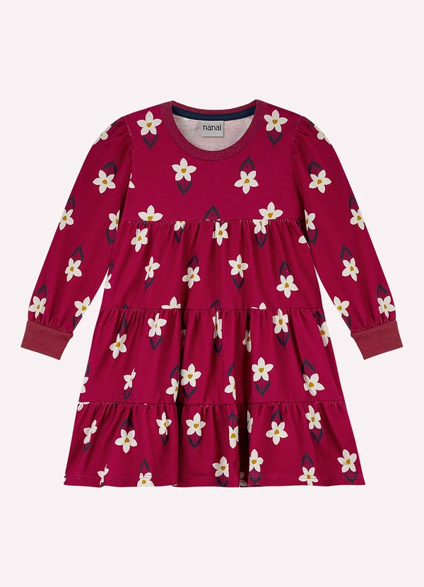 Nanai - Vestido Infantil Menina Flores Vermelho