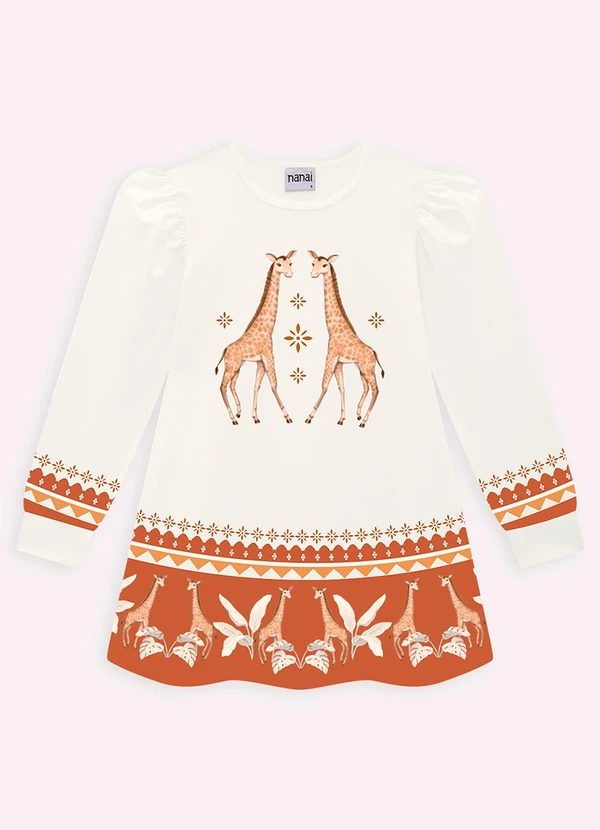 Nanai - Vestido Infantil Menina Girafas Off White 2