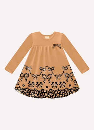 Milon - Vestido Infantil Menina Laço Marrom - MILON