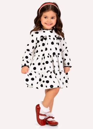 Milon - Vestido Infantil Menina Póas Branco - MILON