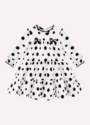 Milon - Vestido Infantil Menina Póas Branco - MILON