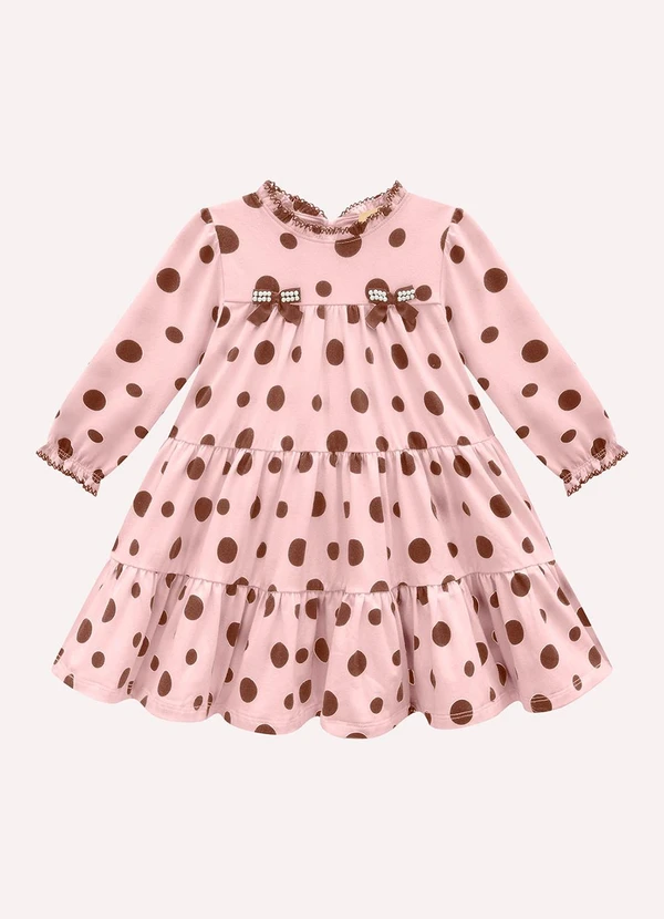 Milon - Vestido Infantil Menina Póas Rosa
