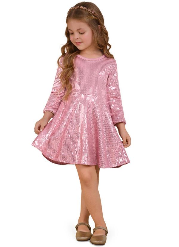 Vestido Infantil Menina Rosa Milon
