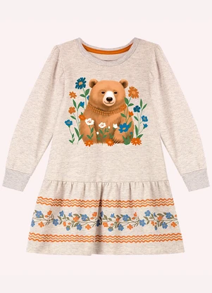 Nanai - Vestido Infantil Menina Ursinho Cinza - NANAI