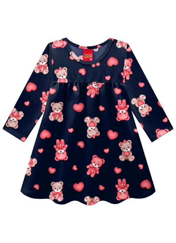 Kyly - Vestido Infantil Menina Ursinhos Azul Marinho