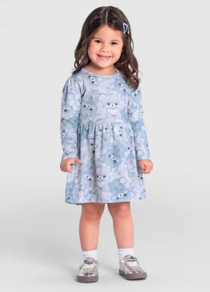 Brandili - Vestido Infantil Menina Ursinhos Azul - BRANDILI
