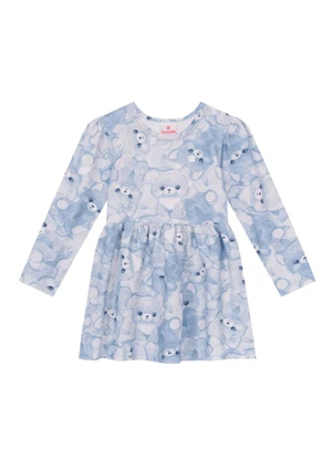 Brandili - Vestido Infantil Menina Ursinhos Azul - BRANDILI