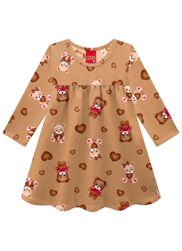 Kyly - Vestido Infantil Menina Ursinhos Marrom