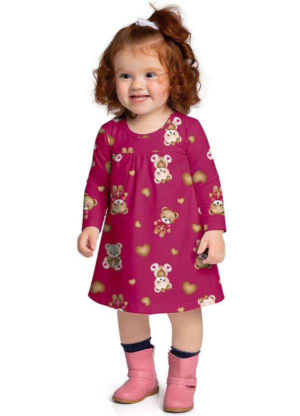Kyly - Vestido Infantil Menina Ursinhos Rosa