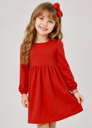 Select - Vestido Infantil Molecotton Manga Longa Vermelho - SELECT