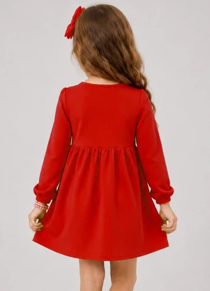 Select - Vestido Infantil Molecotton Manga Longa Vermelho - SELECT