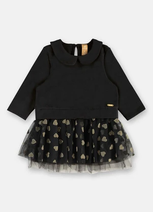 Up Baby - Vestido Infantil Molecotton Tule Preto - UP BABY