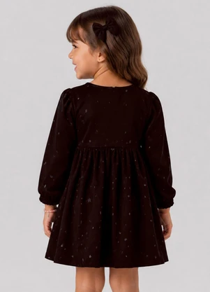 Select - Vestido Infantil Moletinho Manga Longa Marrom - SELECT