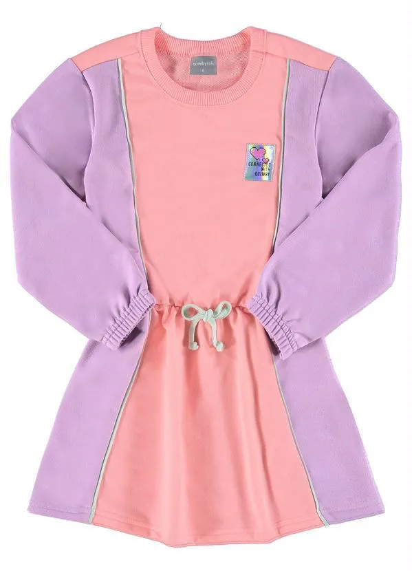 Quimby - Vestido Infantil Moletom Manga Longa Rosa 2