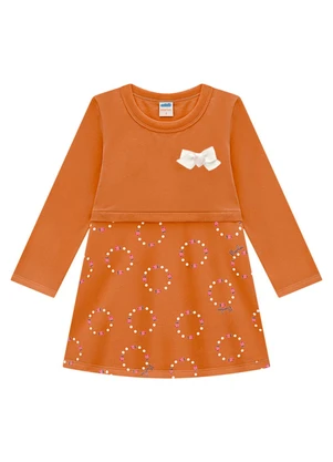 Marlan - Vestido Infantil Moletom Poá Joaninhas Marrom - MARLAN