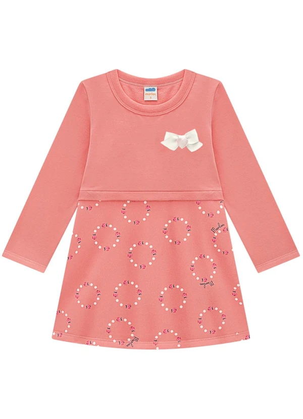 Marlan - Vestido Infantil Moletom Poá Joaninhas Rosa