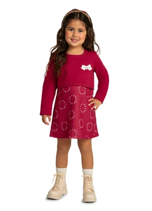 Marlan - Vestido Infantil Moletom Poá Joaninhas Vermelho - MARLAN