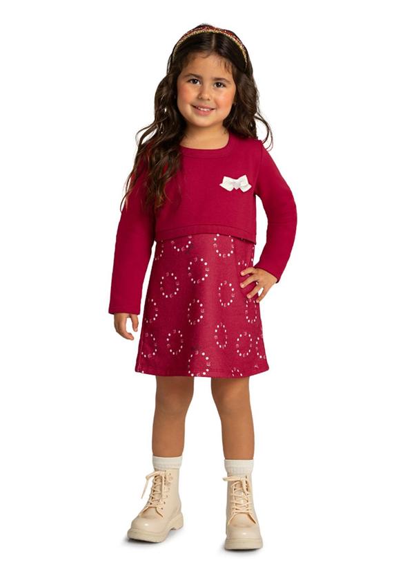 Marlan - Vestido Infantil Moletom Poá Joaninhas Vermelho