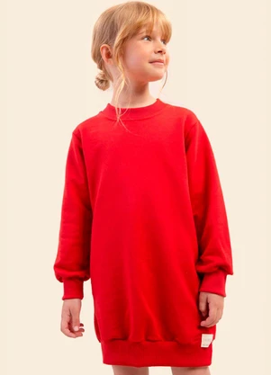 Bugbee - Vestido Infantil Moletom Vermelho - BUGBEE