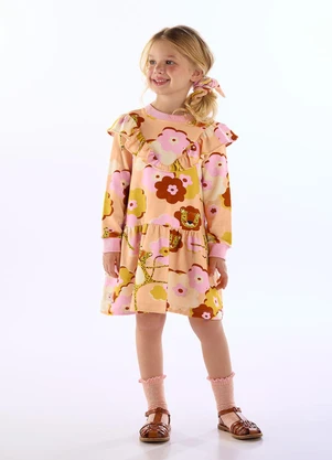 Três e Já - Vestido Infantil Onça Molecotton Rosa - TRÊS E JÁ