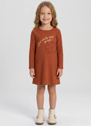 Guloseima - Vestido Infantil Ribana Canelada Marrom - GULOSEIMA