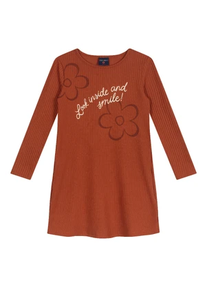 Guloseima - Vestido Infantil Ribana Canelada Marrom - GULOSEIMA