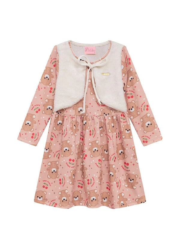 Duduka - Vestido Infantil Suplex com Bolso Rosa 