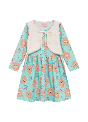 Duduka - Vestido Infantil Suplex com Bolso Verde - DUDUKA