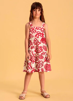 Bugbee - Vestido Infantil Tricoline Beira Mar Azul - BUGBEE