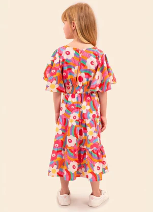 Bugbee - Vestido Infantil Tricôline Multicolorido - BUGBEE