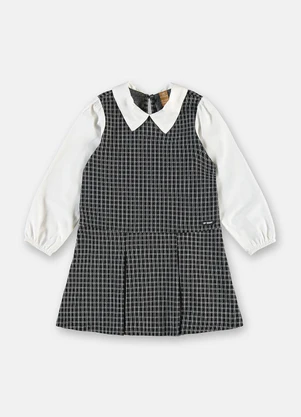 Up Baby - Vestido Jacquard Gola Tricoline Preto - UP BABY