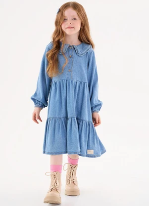 Up Baby - Vestido Jeans Infantil Azul - UP BABY