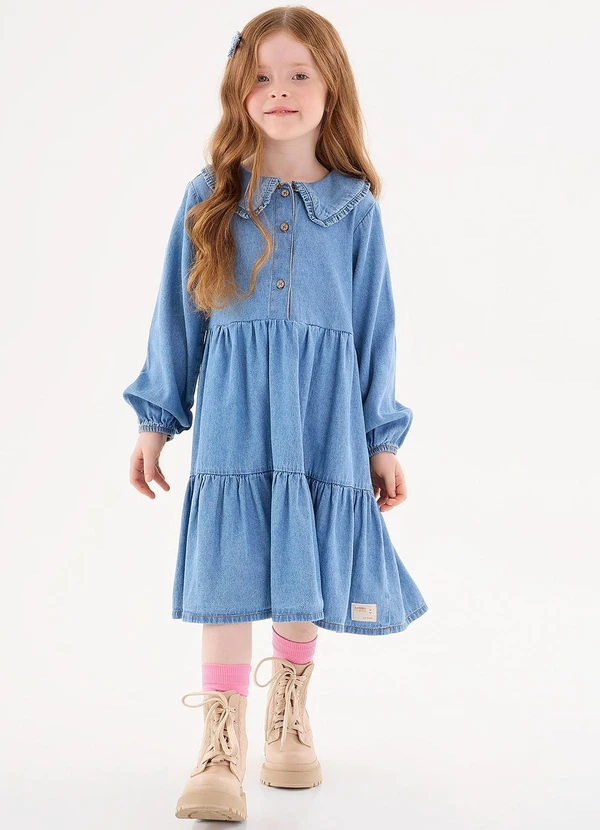 Up Baby Vestido Jeans Infantil Azul