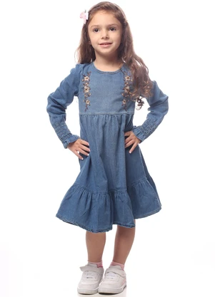 Pulla Bulla - Vestido Jeans Leve com Elastano Azul - PULLA BULLA