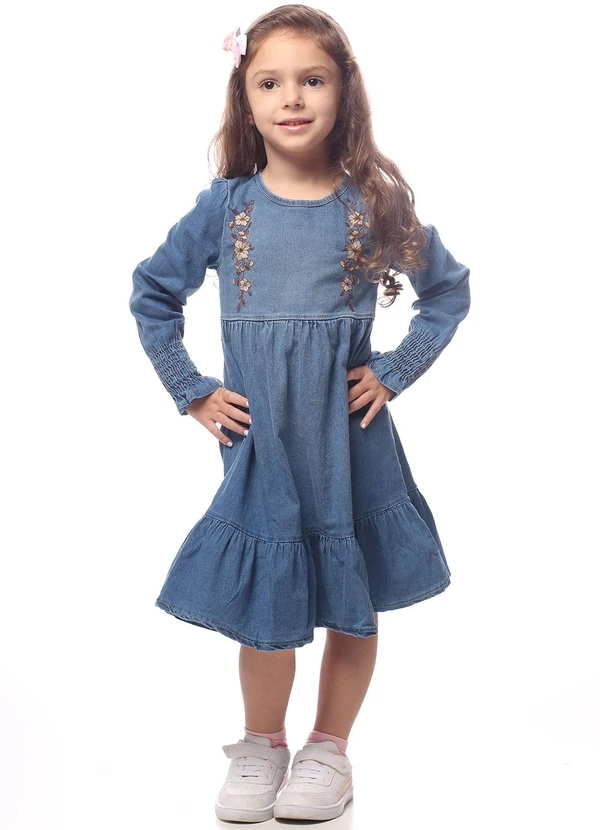 Vestido Jeans Vestido Menina Inverno Vestido Feminino Vestido