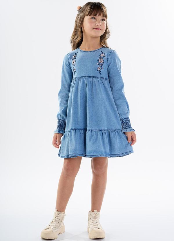 Pulla Bulla - Vestido Jeans Leve com Elastano Azul