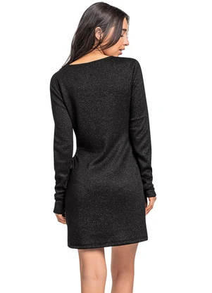 Gloss - Vestido Juvenil em Malha Lurex Preto - GLOSS