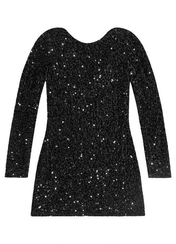 Gloss - Vestido Juvenil em Paetê Preto 6