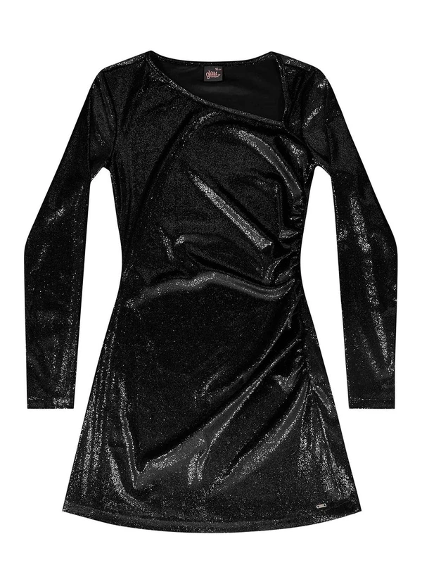 Gloss - Vestido Juvenil em Veludo com Brilho Preto 3