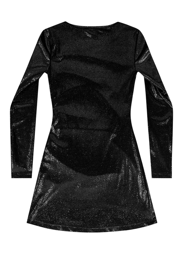 Gloss - Vestido Juvenil em Veludo com Brilho Preto 4