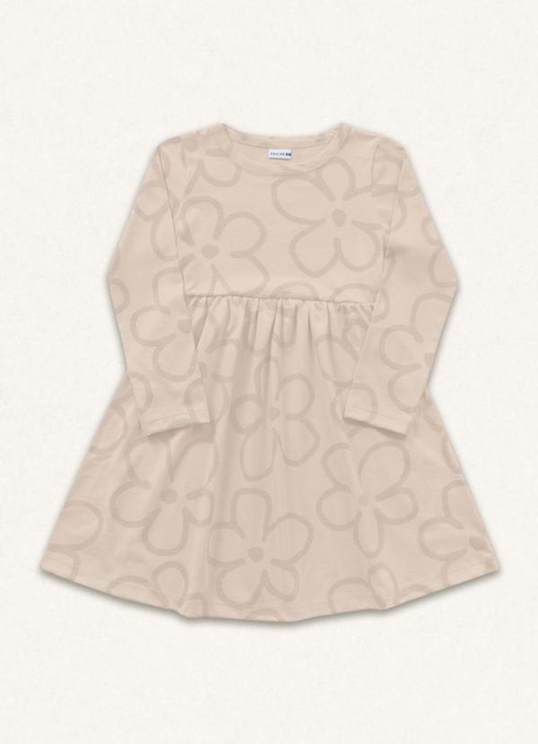 Fakini Kids - Vestido Manga Longa Bege