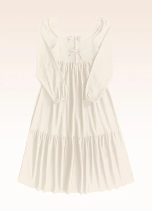 Fakini Kids - Vestido Manga Longa Bege - FAKINI KIDS