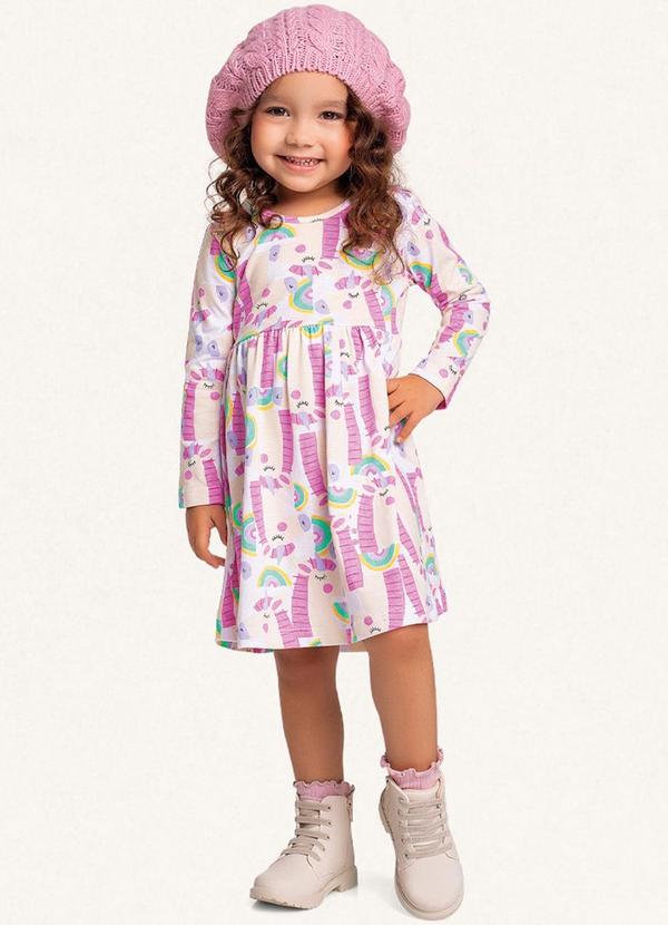 Fakini Kids - Vestido Manga Longa Branco