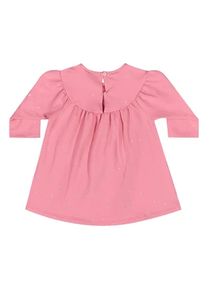 Quimby - Vestido Manga Longa com Glitter Bebê Rosa - QUIMBY