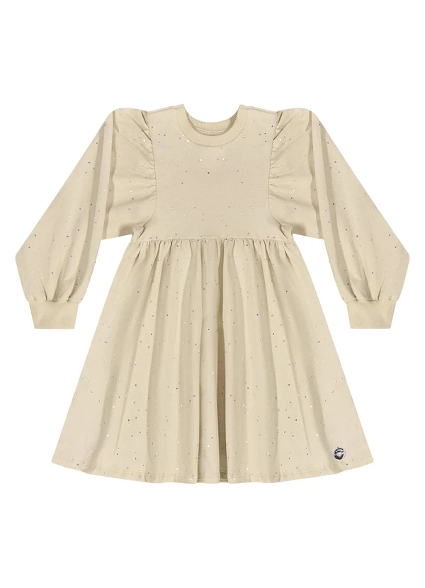 Quimby - Vestido Manga Longa com Glitter Bege 3