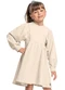 Quimby - Vestido Manga Longa com Glitter Bege - variação: Bege